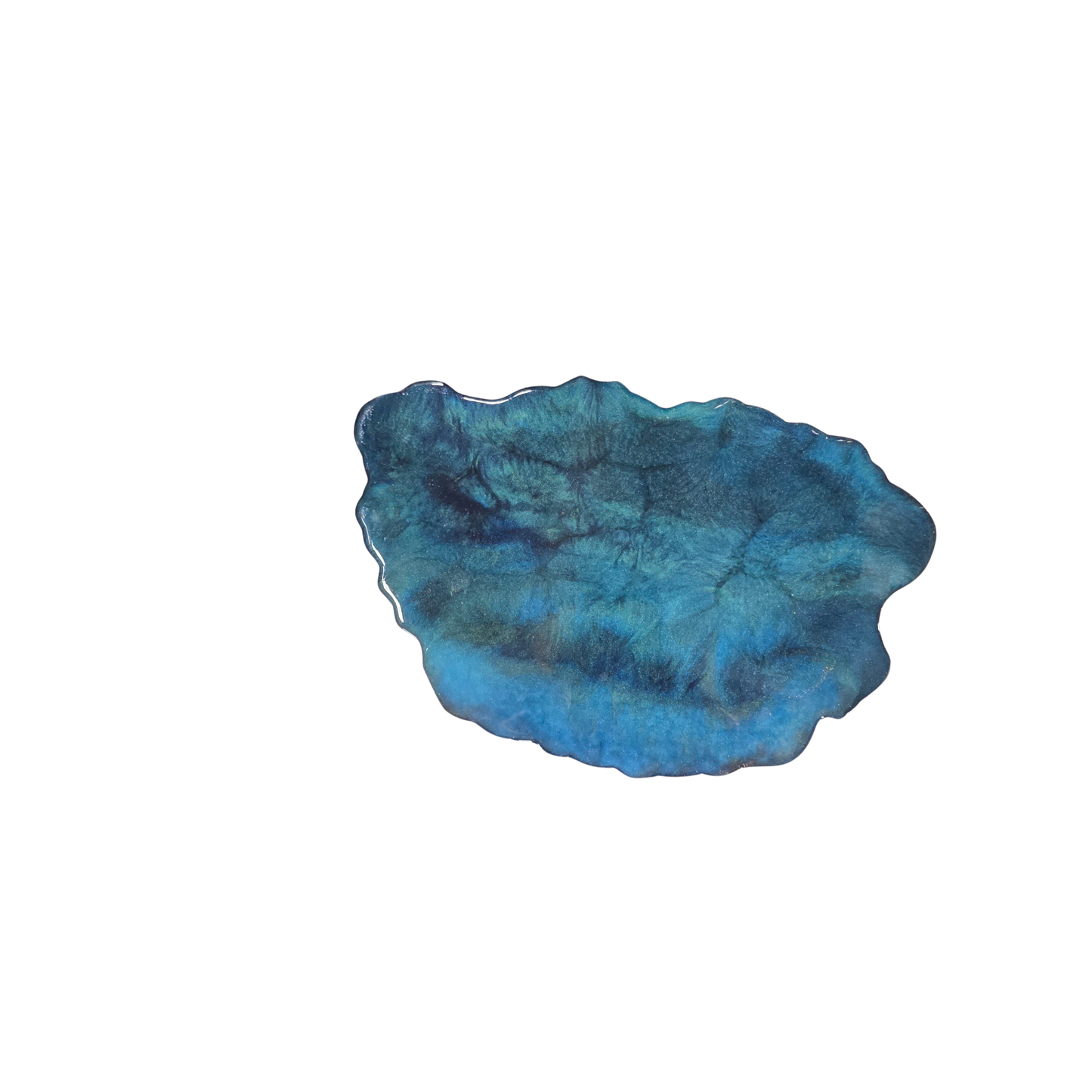 Resin Decorative Tray – Ocean Depths Blue Organic Design