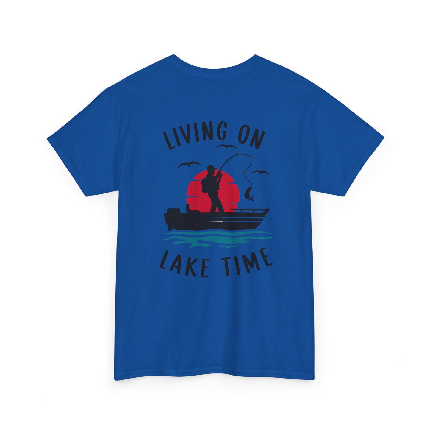 Living on Lake Time Unisex Heavy Cotton Tee, Lake Shirt, Fishing Apparel, Outdoor Adventure Tees, Vacation Gift