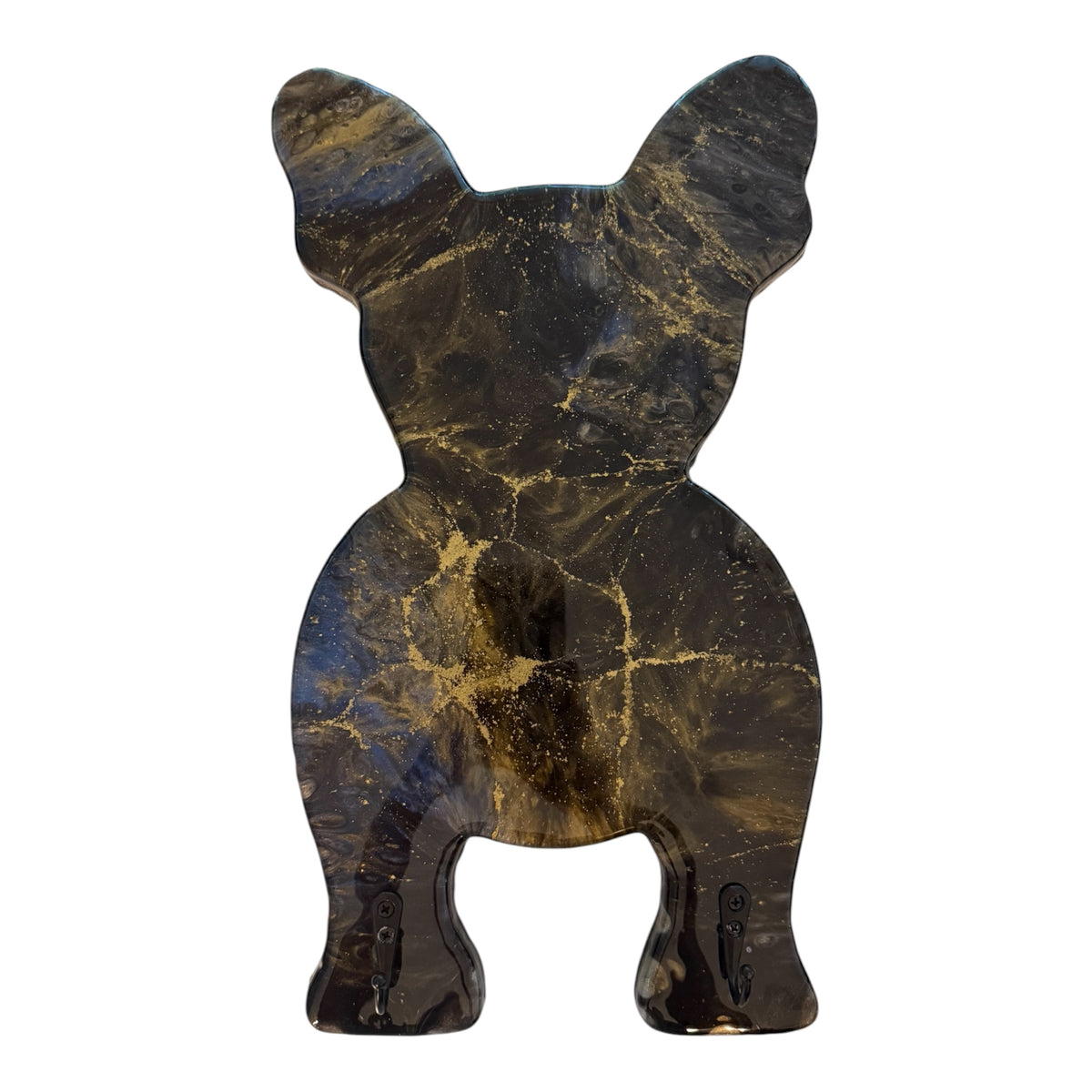 French Bulldog Resin Wall Hook – Luxe Black, Navy & Gold Handmade Décor
