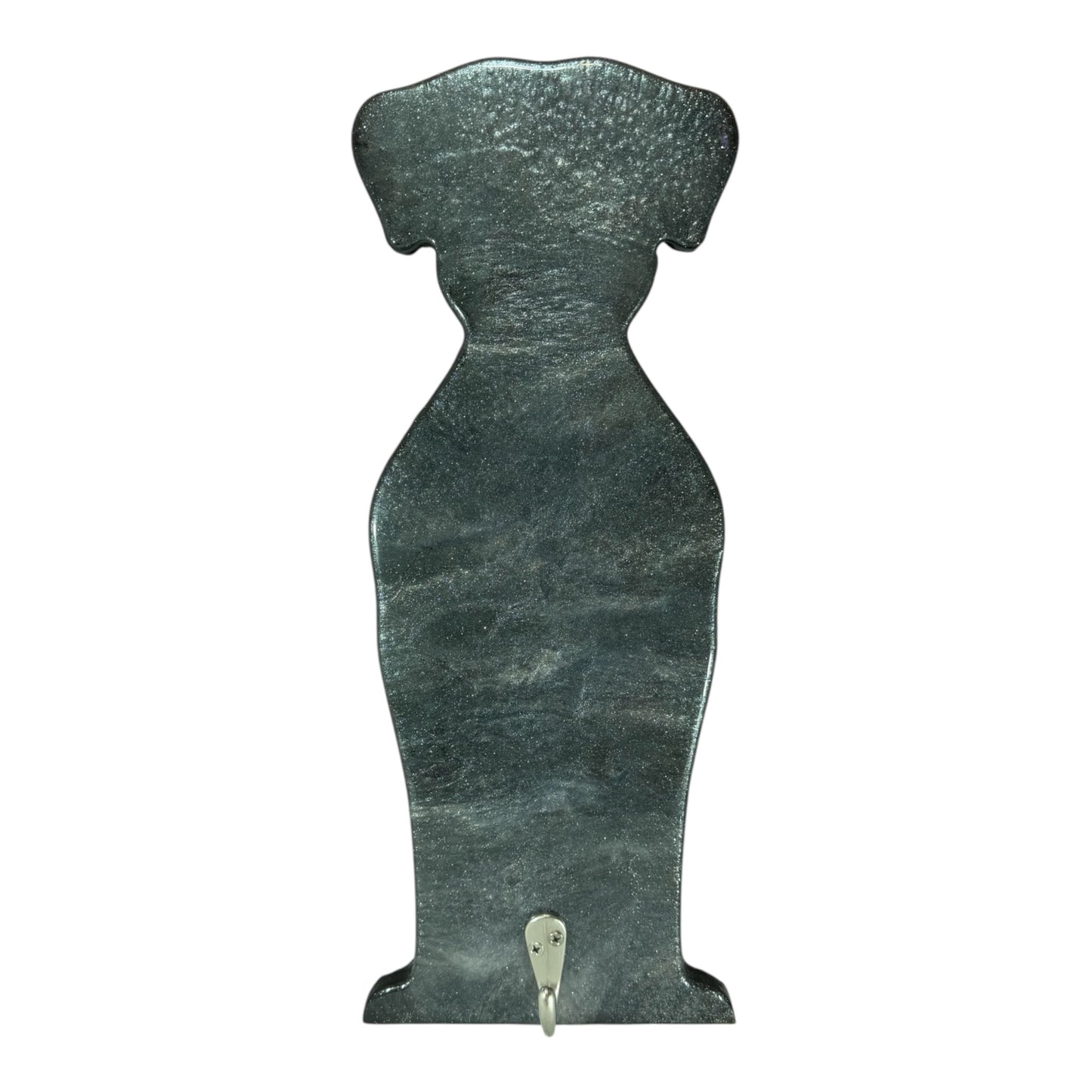 Resin Dog Silhouette Wall Hook – Smoky Coastal Shimmer