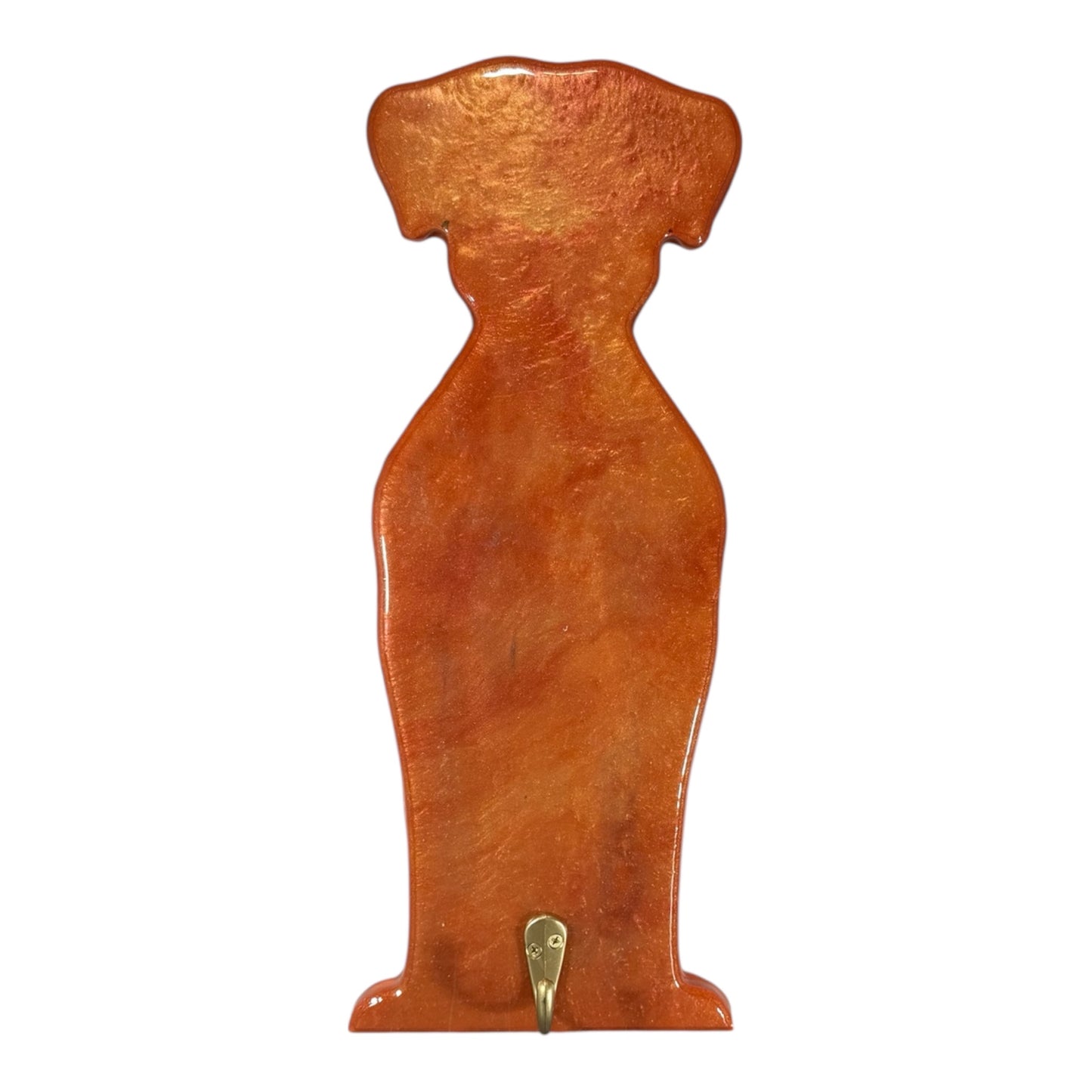 Resin Dog Silhouette Wall Hook – Warm Amber Shimmer