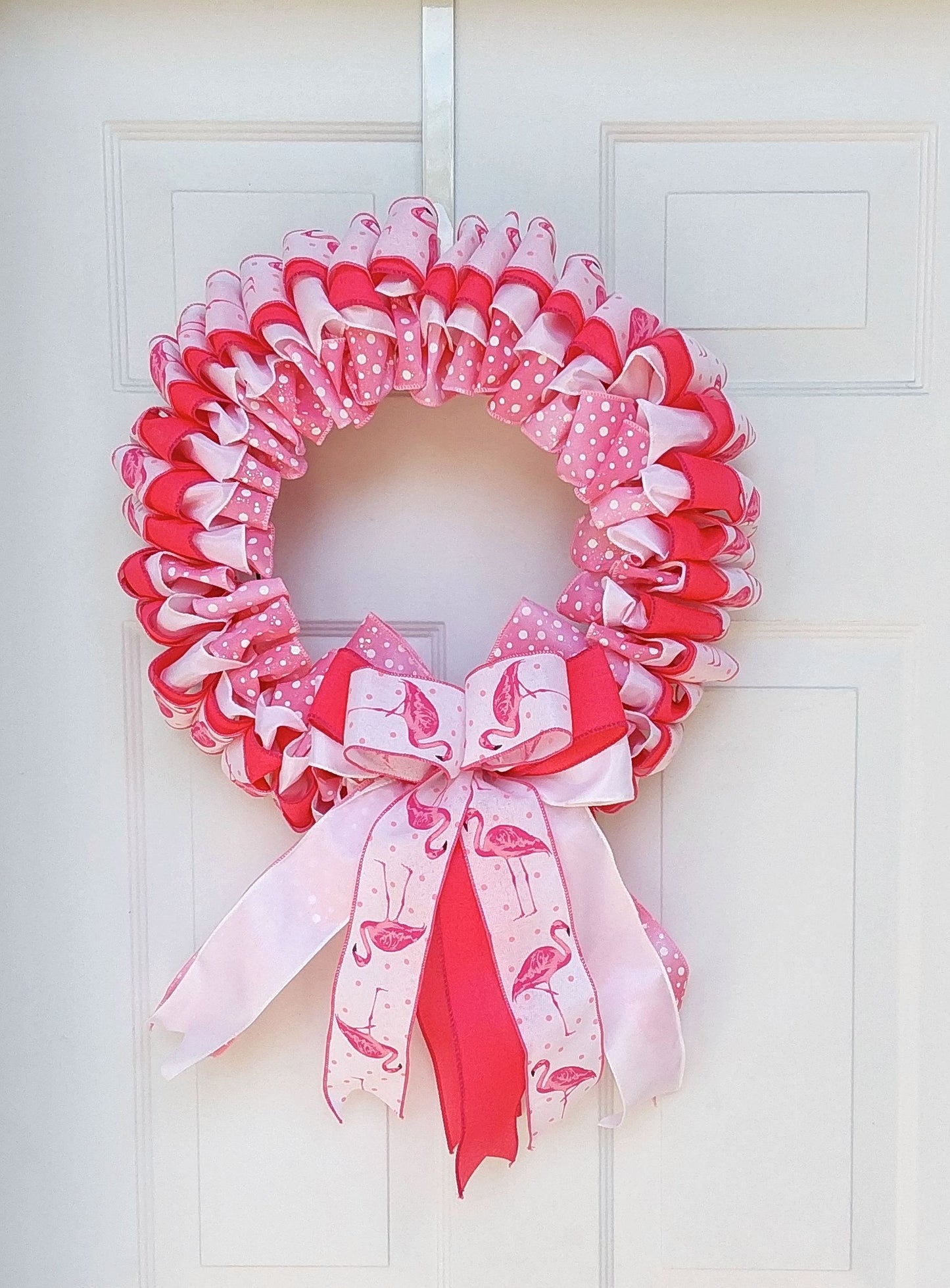 Pink Flamingo Ribbon Wreath