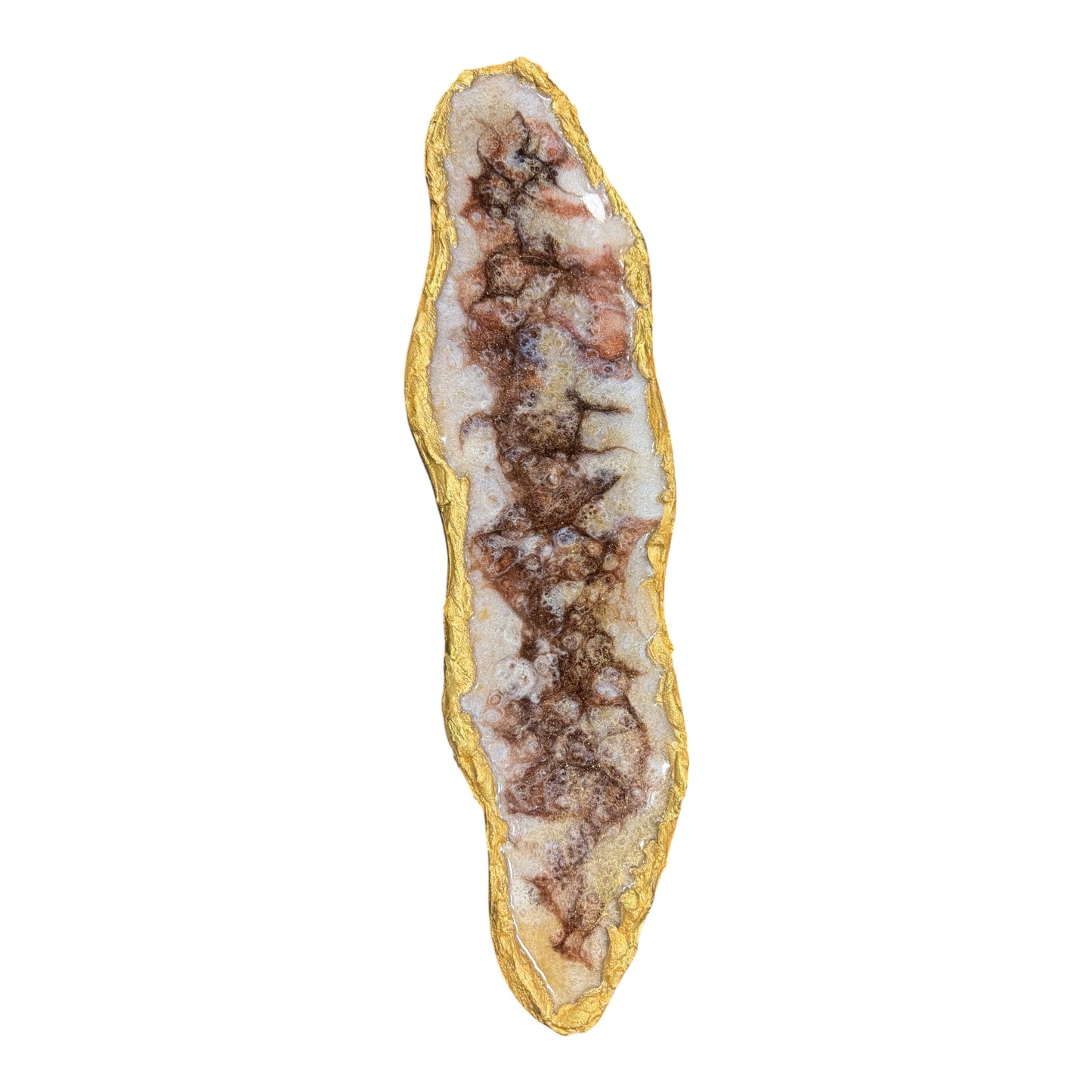 Resin Decorative Tray – Geode-Inspired with Gold Edge
