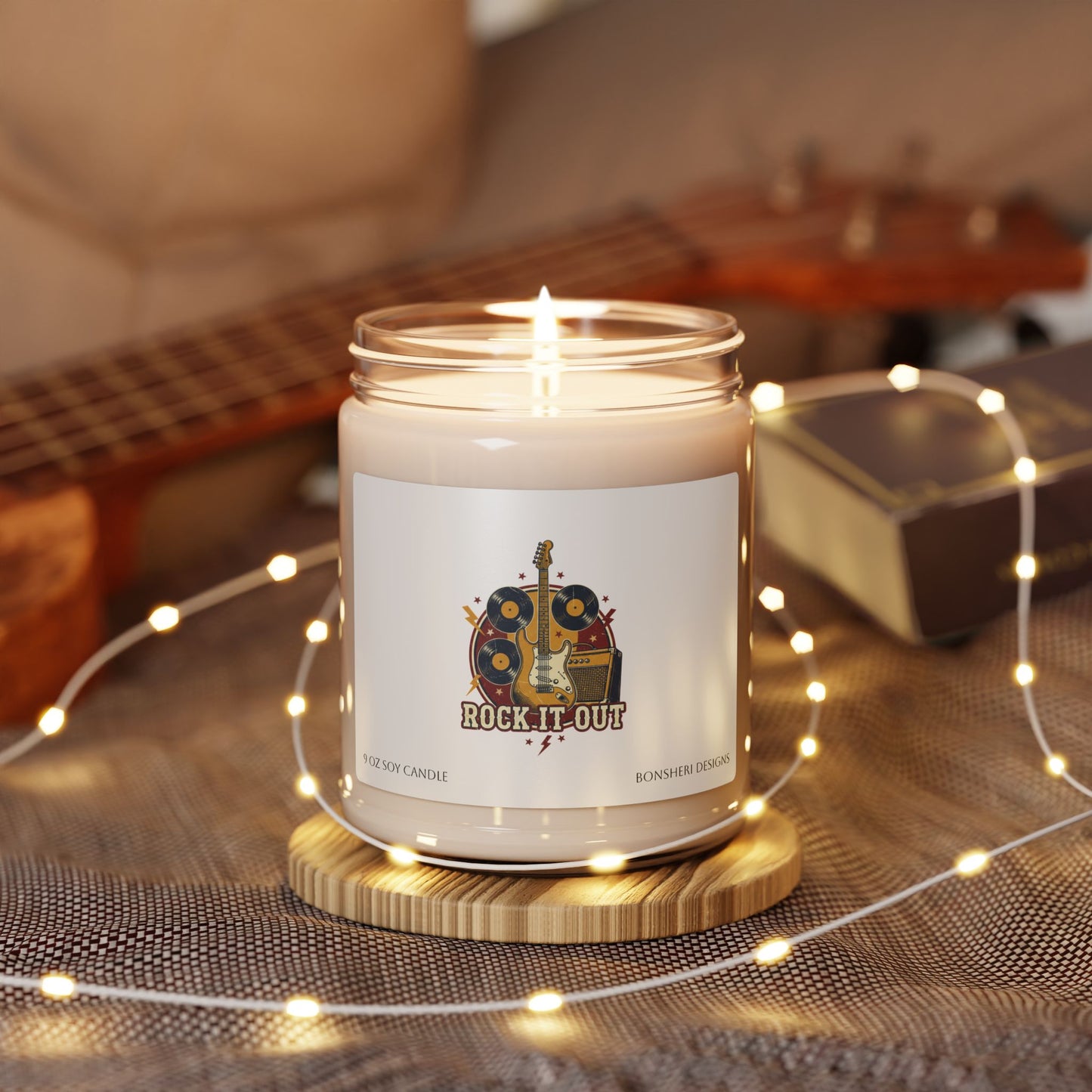 Vintage Rock Crest Candle | Retro Band Graphics, Distressed Tour Style