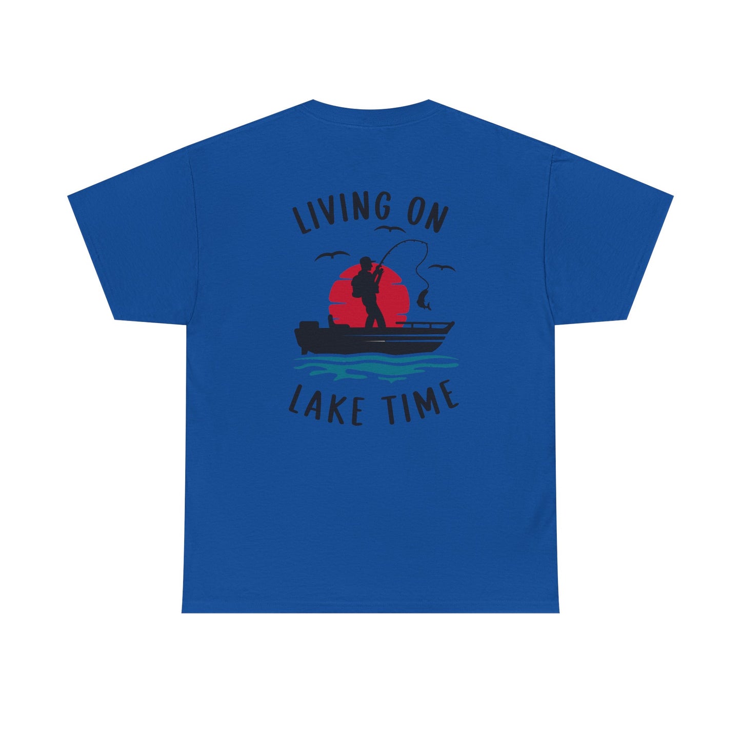 Living on Lake Time Unisex Heavy Cotton Tee, Lake Shirt, Fishing Apparel, Outdoor Adventure Tees, Vacation Gift