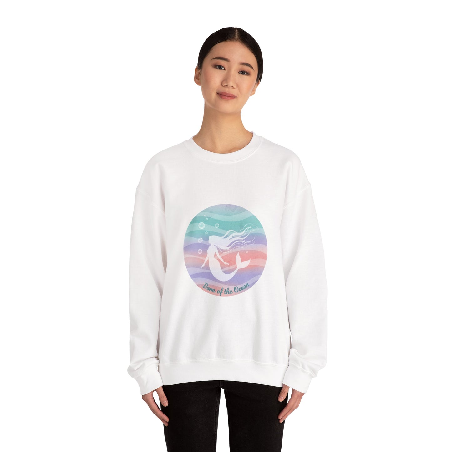 Pastel Ocean Gradient Mermaid Circle Sweatshirt | iridescent wash, dreamy ombre sea