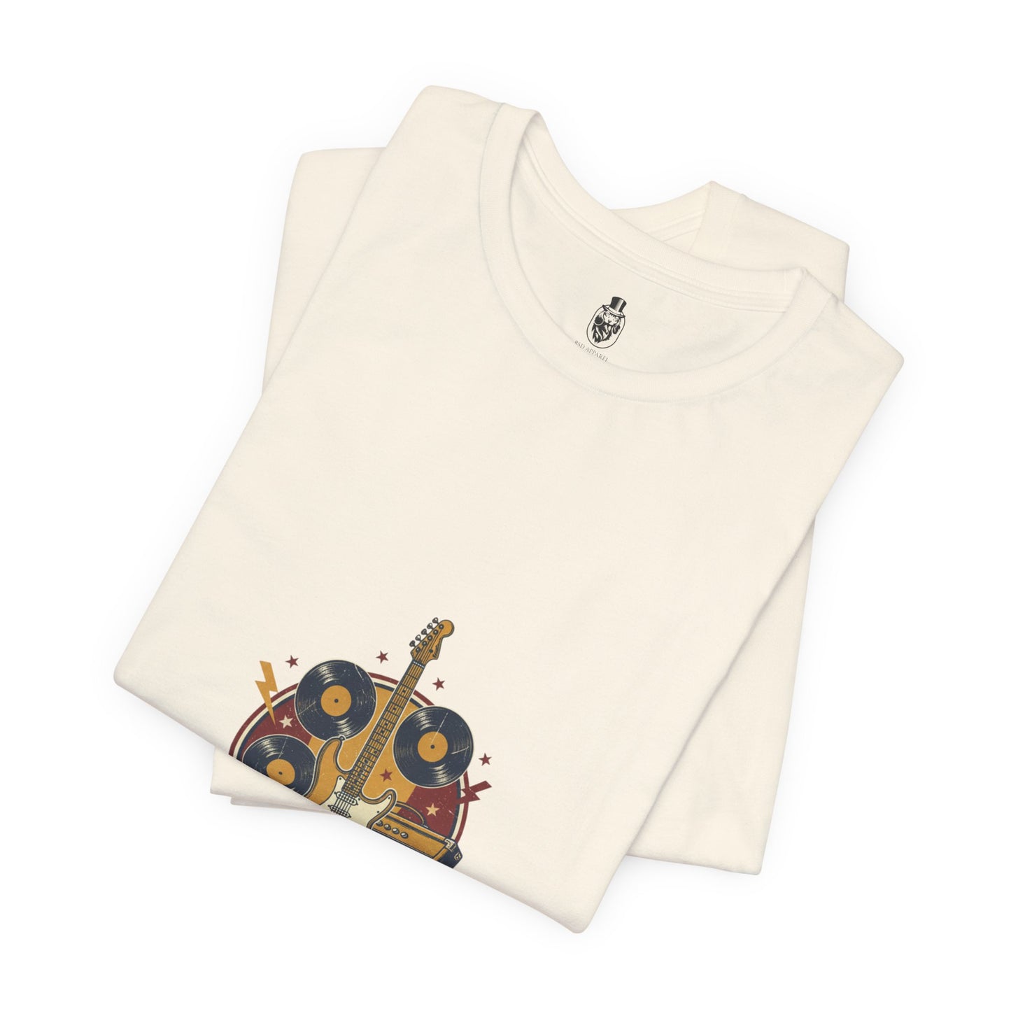Rock It Out Guitar Crest T-Shirt | Retro Band Tee, Vintage Concert Style
