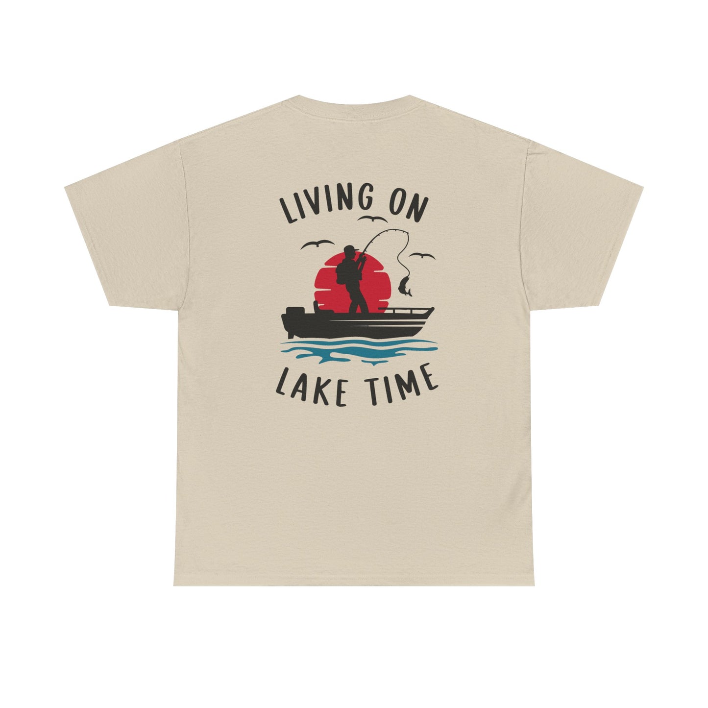 Living on Lake Time Unisex Heavy Cotton Tee, Lake Shirt, Fishing Apparel, Outdoor Adventure Tees, Vacation Gift