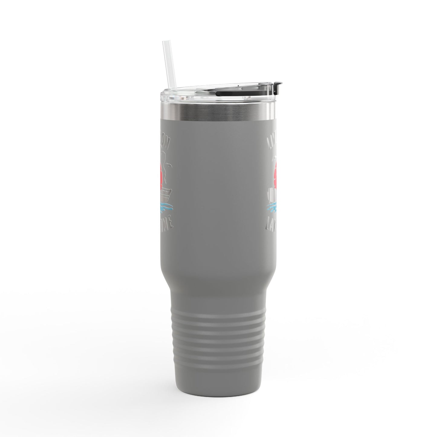 Living on Lake Time Travel Mug, Insulated Drinkware, Great for Fishing Lovers, Outdoor Adventures, Gifts for Fishermen