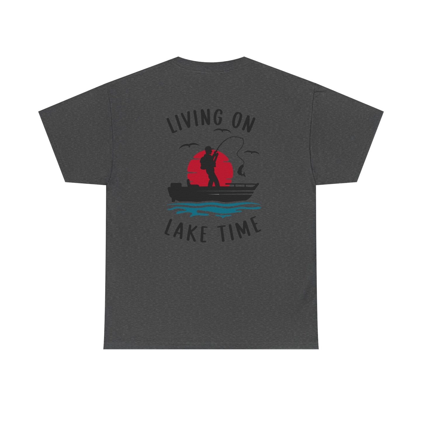 Living on Lake Time Unisex Heavy Cotton Tee, Lake Shirt, Fishing Apparel, Outdoor Adventure Tees, Vacation Gift
