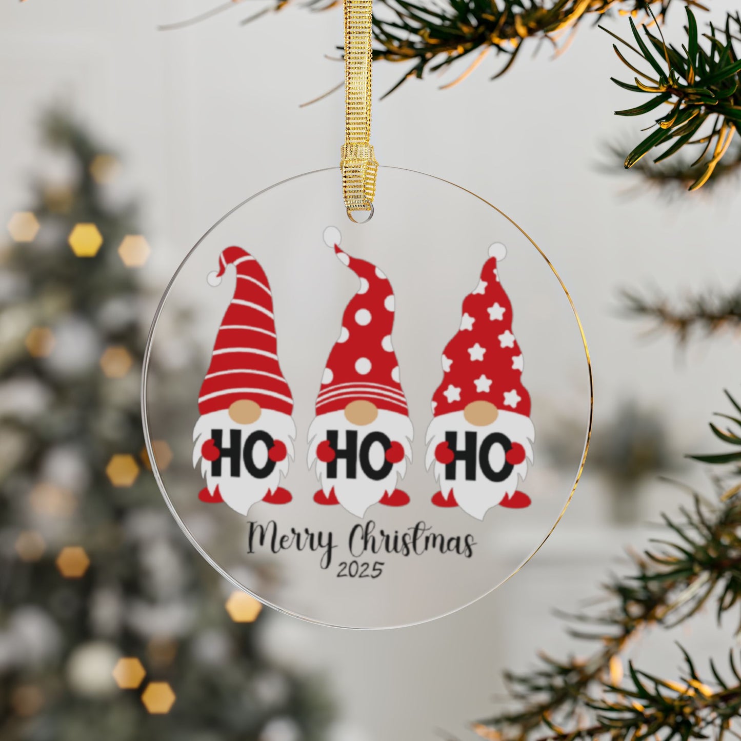 Christmas Gnome Acrylic Ornaments | Holiday Decor, Personalized Gift, Festive Keepsake, Tree Decoration, Gnome Lover's Gift