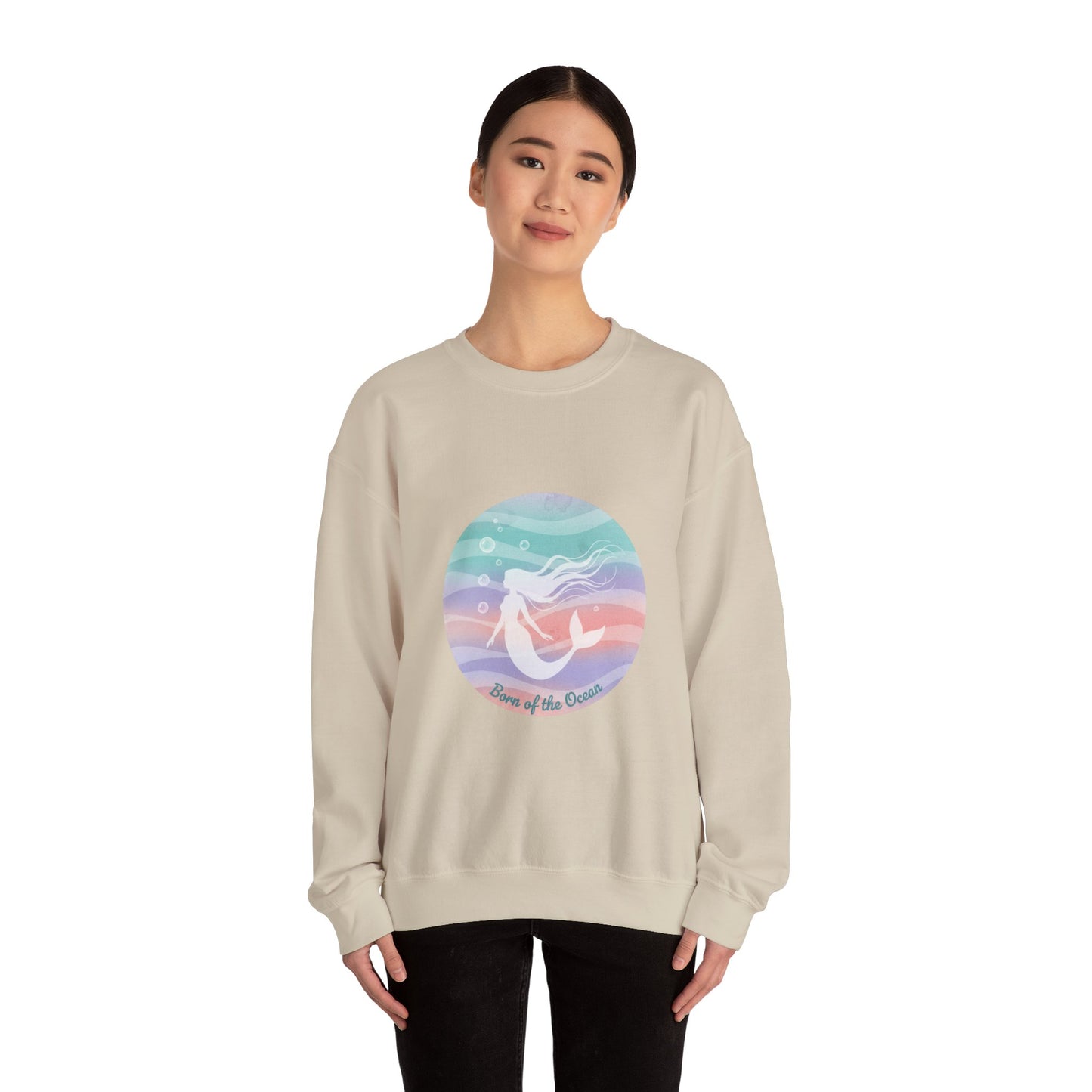 Pastel Ocean Gradient Mermaid Circle Sweatshirt | iridescent wash, dreamy ombre sea