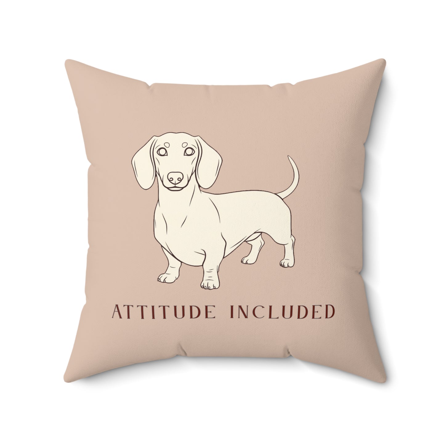 Dachshund Illustration Attitude Included Pillow | Square Throw Pillow - Peach