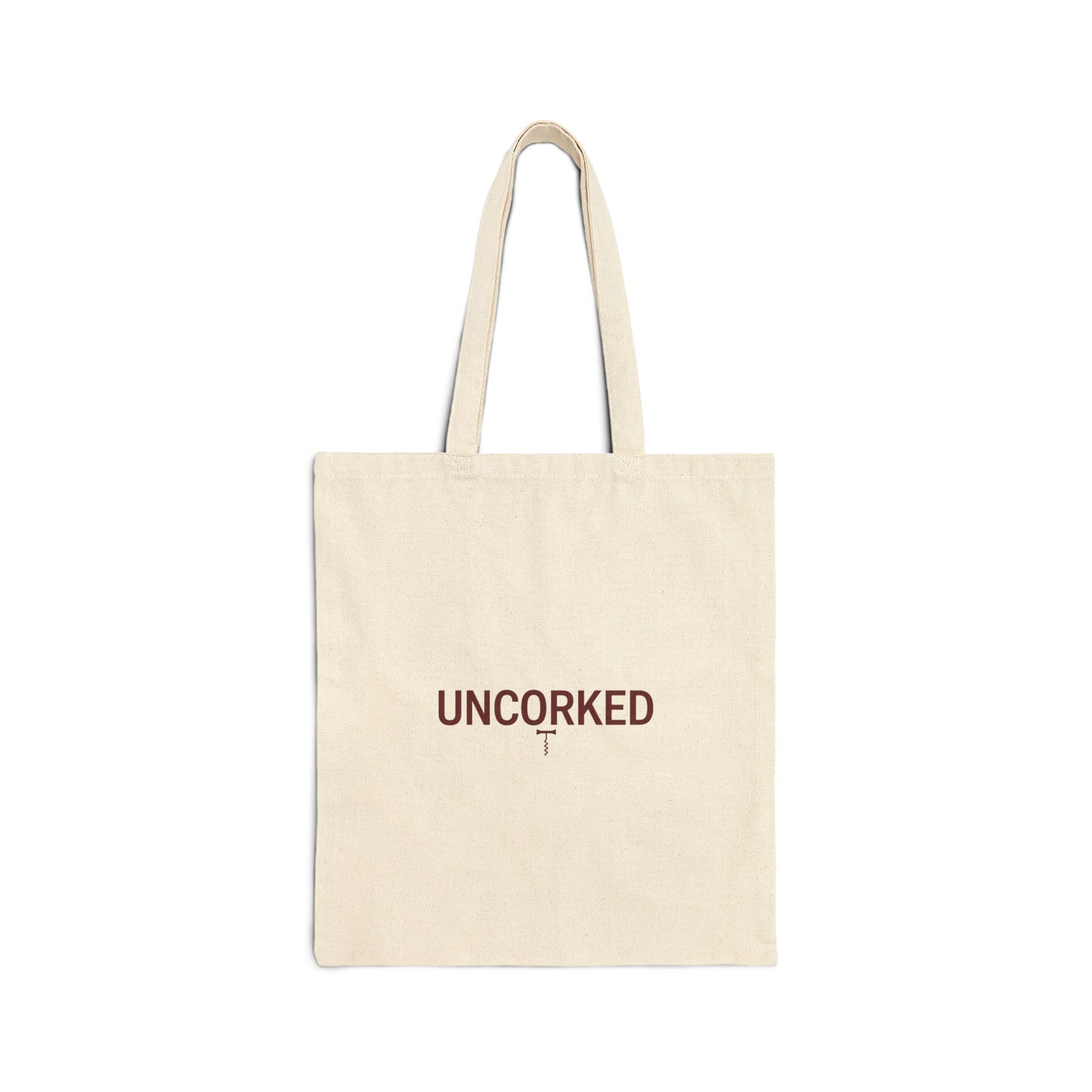 UNCORKED outline text Tote | minimalist hollow font, stencil-effect typography