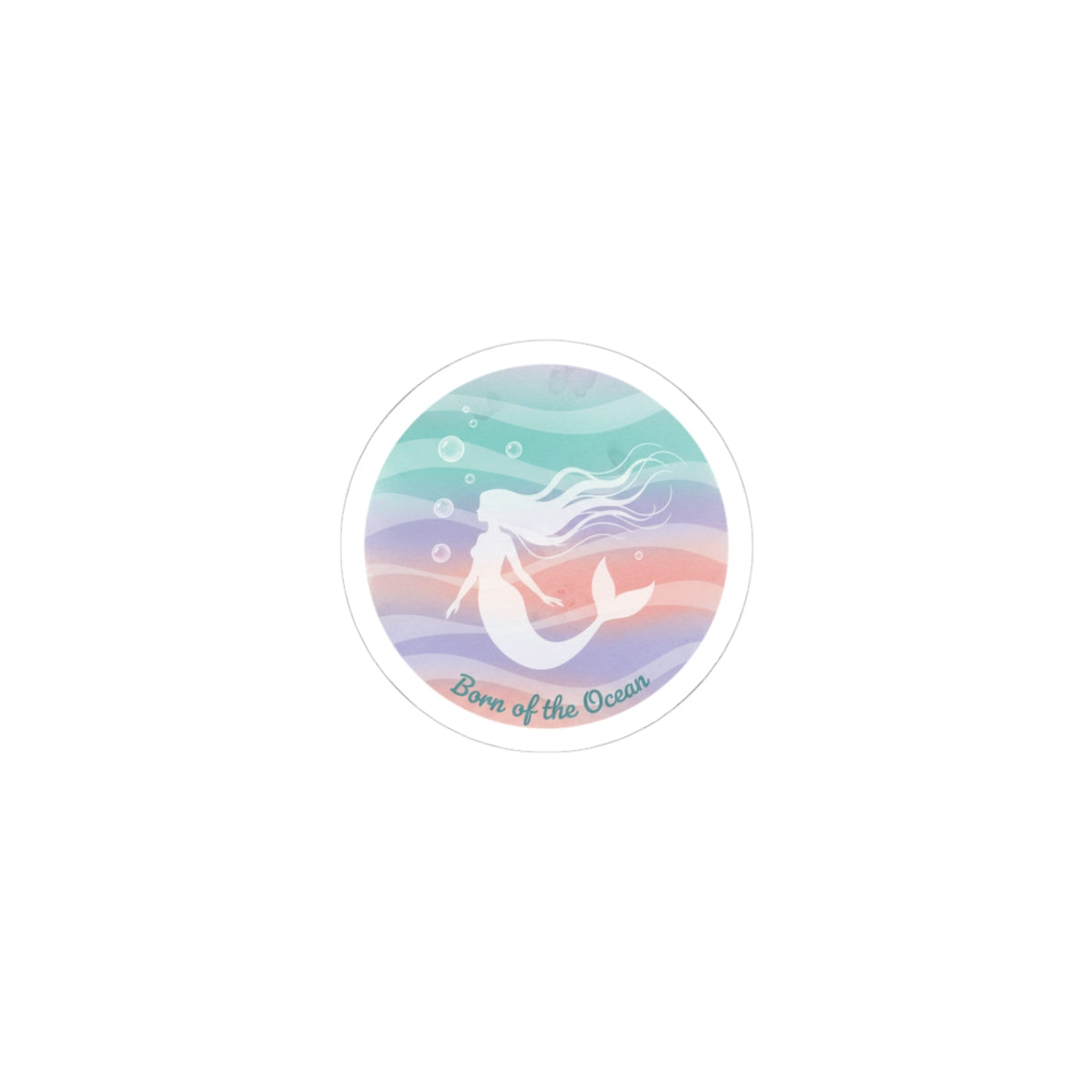 Pastel Ocean Gradient Mermaid Sticker | Kiss-Cut, Iridescent Wash Design