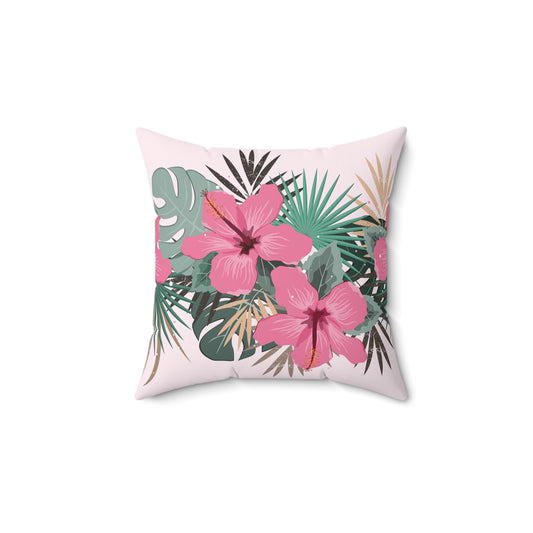 Tropical Floral Pillow, Home Decor Cushion, Couch Accent Pillow, Summer Vibe Pillow, Gift for Her, Pink Floral Decor