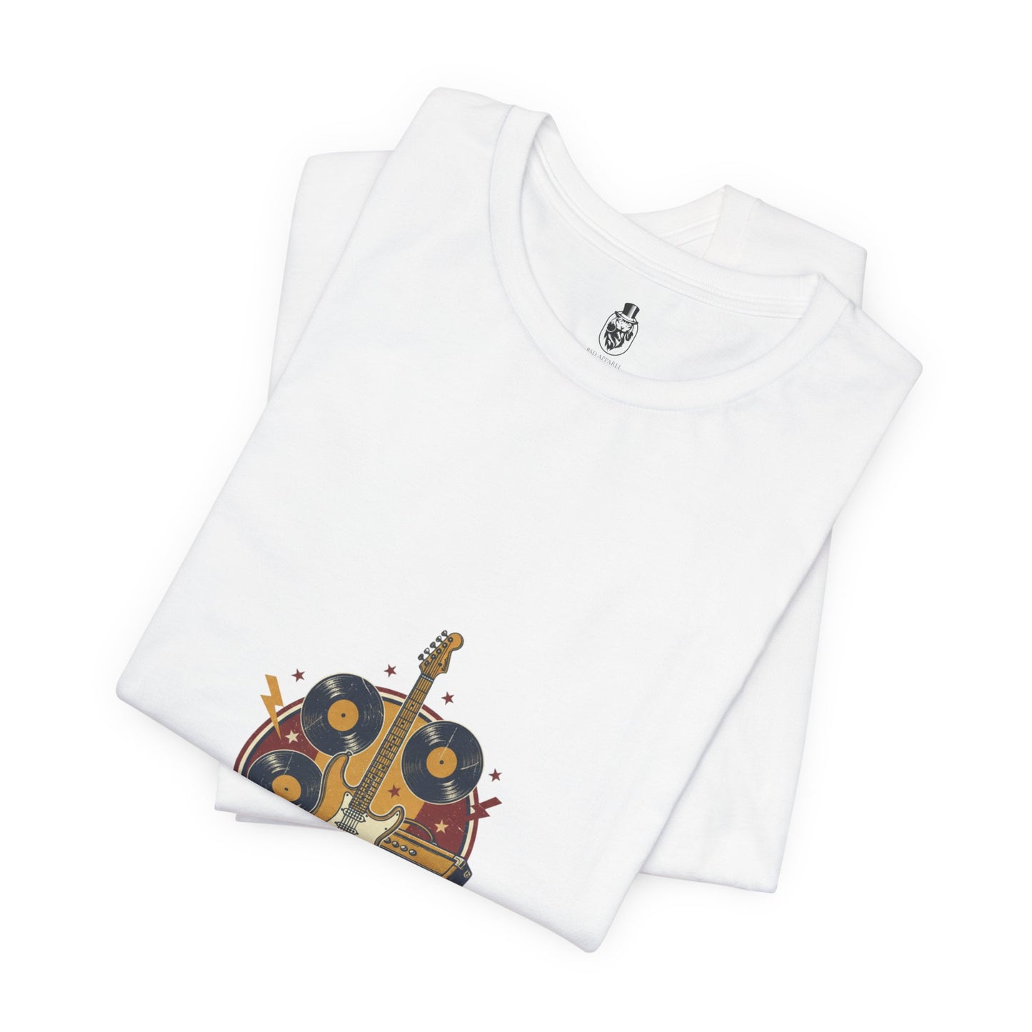 Rock It Out Guitar Crest T-Shirt | Retro Band Tee, Vintage Concert Style