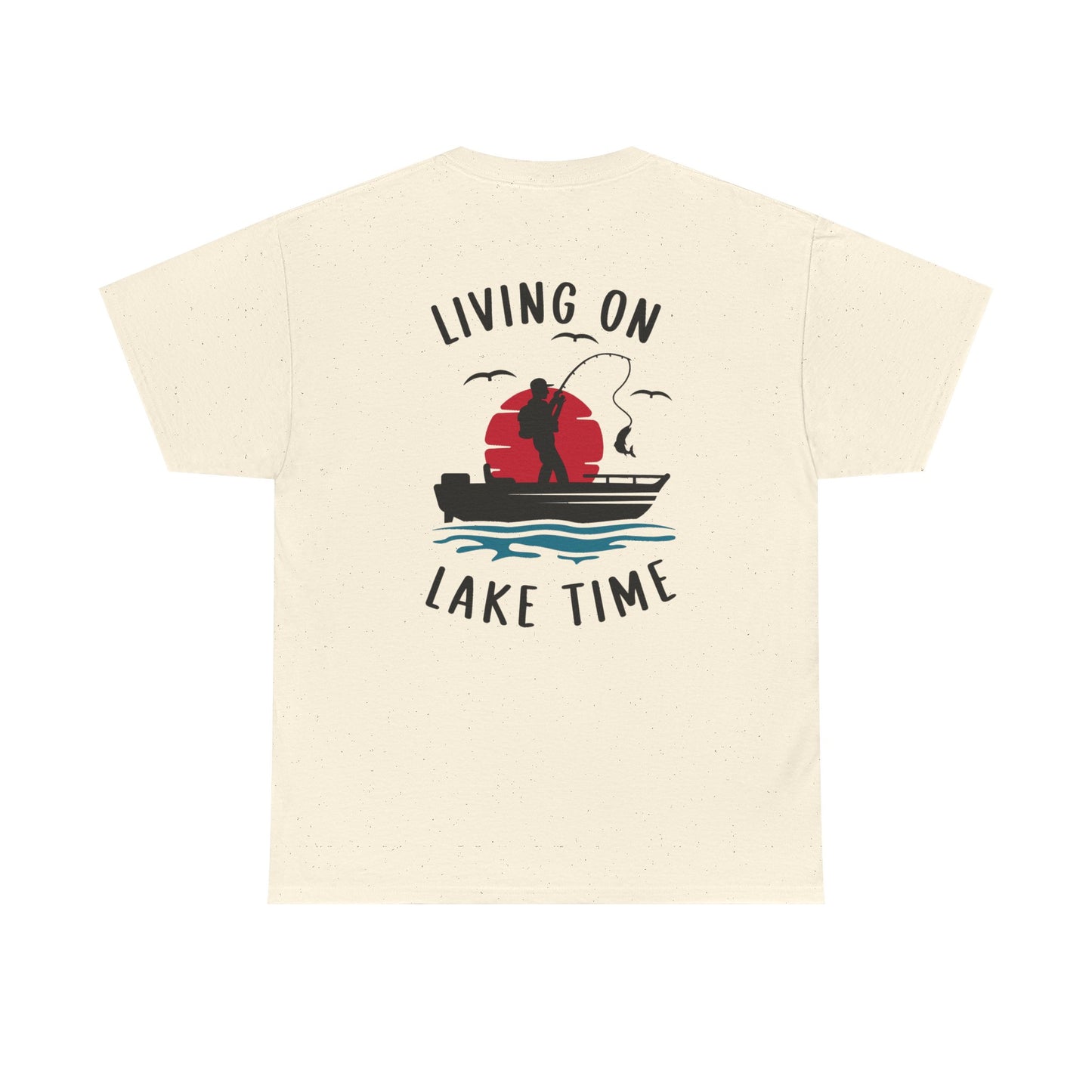 Living on Lake Time Unisex Heavy Cotton Tee, Lake Shirt, Fishing Apparel, Outdoor Adventure Tees, Vacation Gift