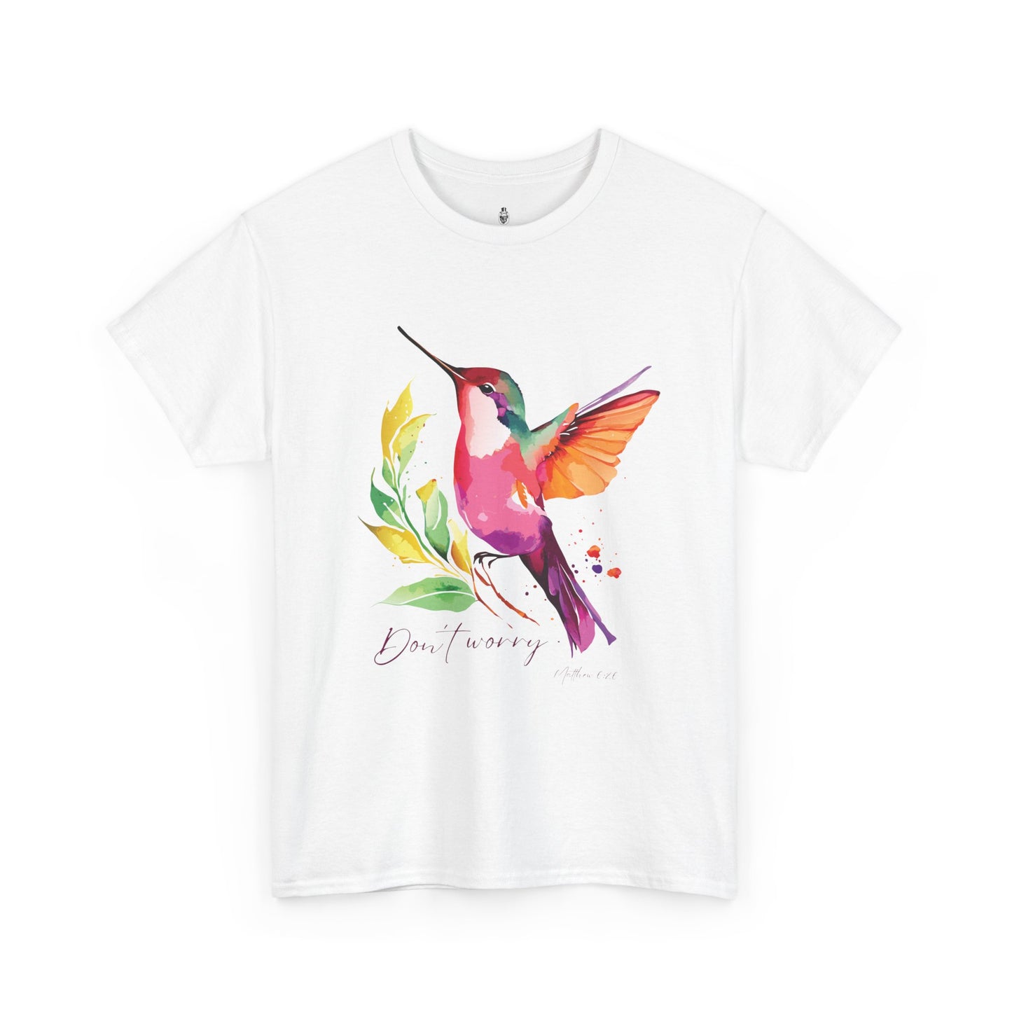 Faith Tee, Colorful Hummingbird Tee, Christian Tee, Vibrant Cotton T-Shirt, Gift for Nature Lovers, Summer Casual Wear, Eco-Friendly Fashion