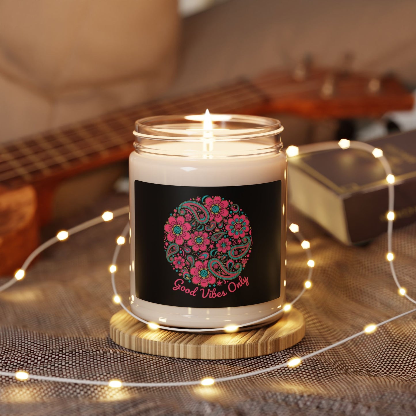 Disco Floral Paisley Candle, Soy Jar Candle | 70s Revival Maximalist Boho