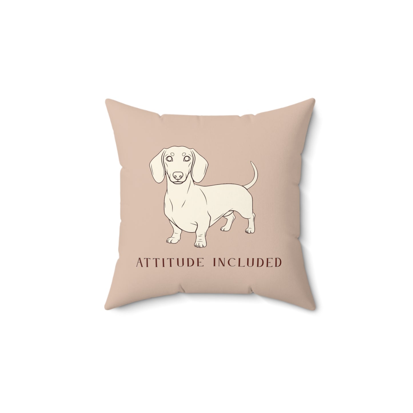 Dachshund Illustration Attitude Included Pillow | Square Throw Pillow - Peach