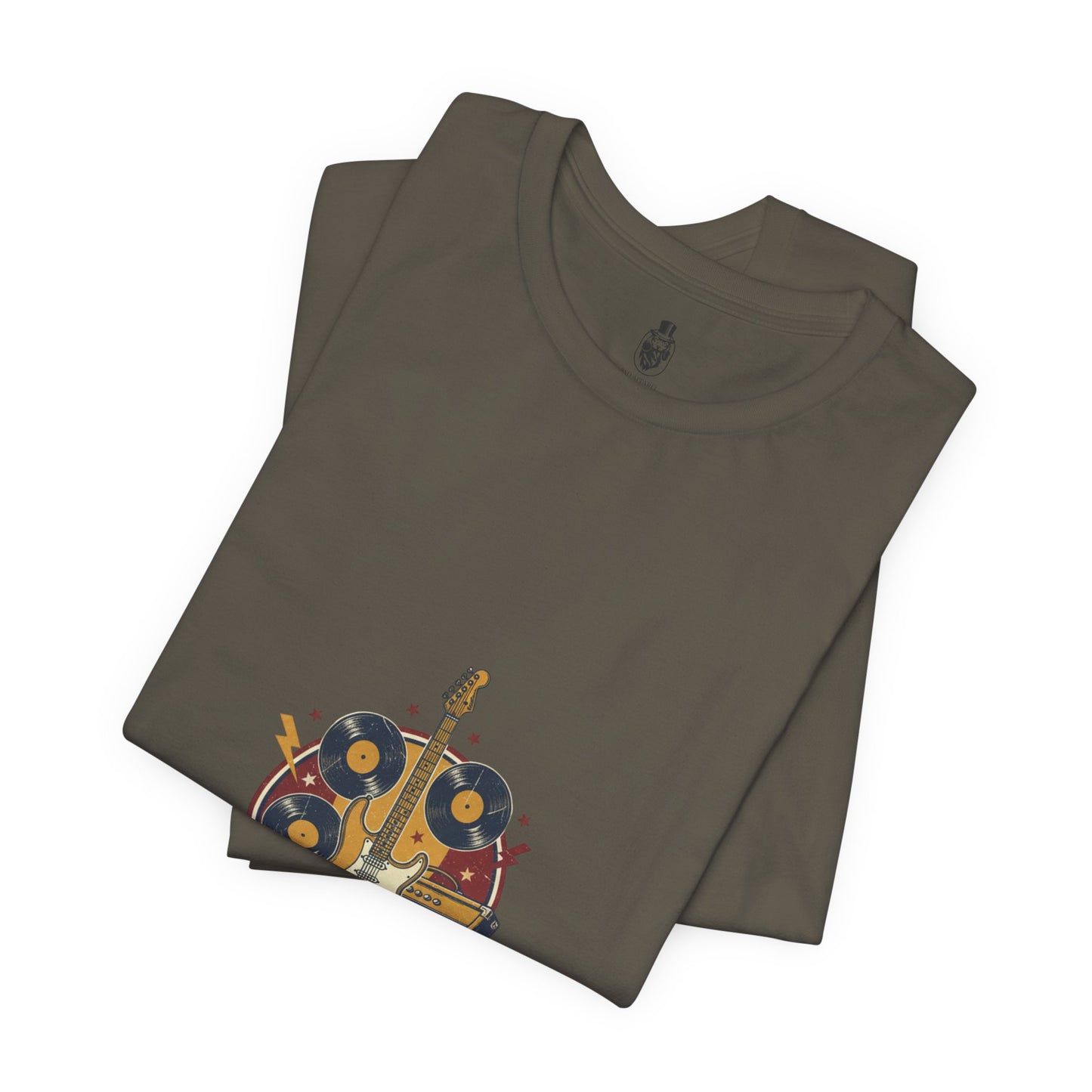 Rock It Out Guitar Crest T-Shirt | Retro Band Tee, Vintage Concert Style