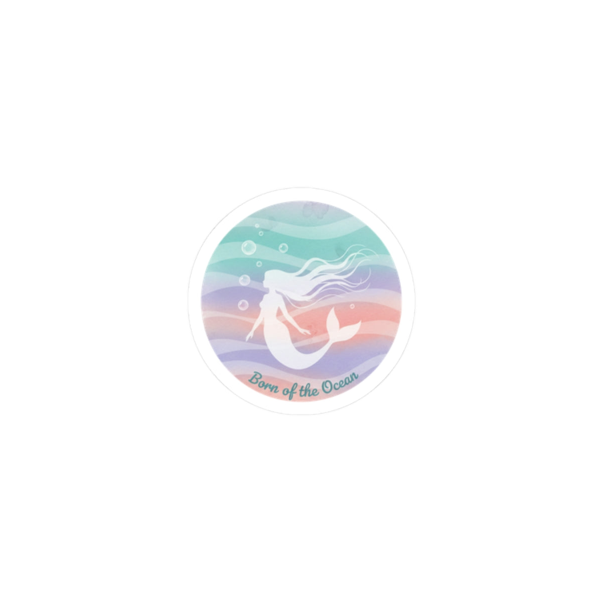 Pastel Ocean Gradient Mermaid Sticker | Kiss-Cut, Iridescent Wash Design