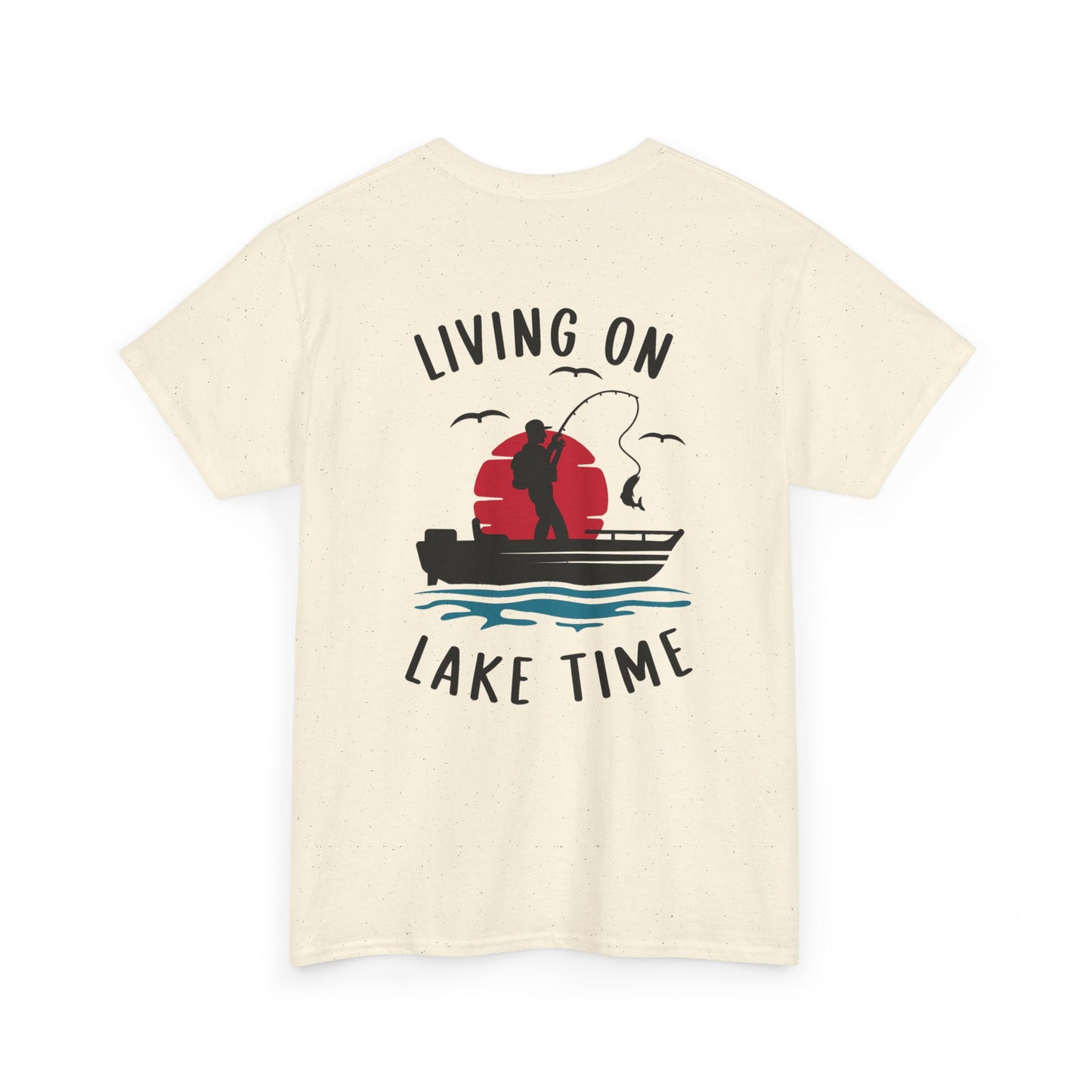 Living on Lake Time Unisex Heavy Cotton Tee, Lake Shirt, Fishing Apparel, Outdoor Adventure Tees, Vacation Gift