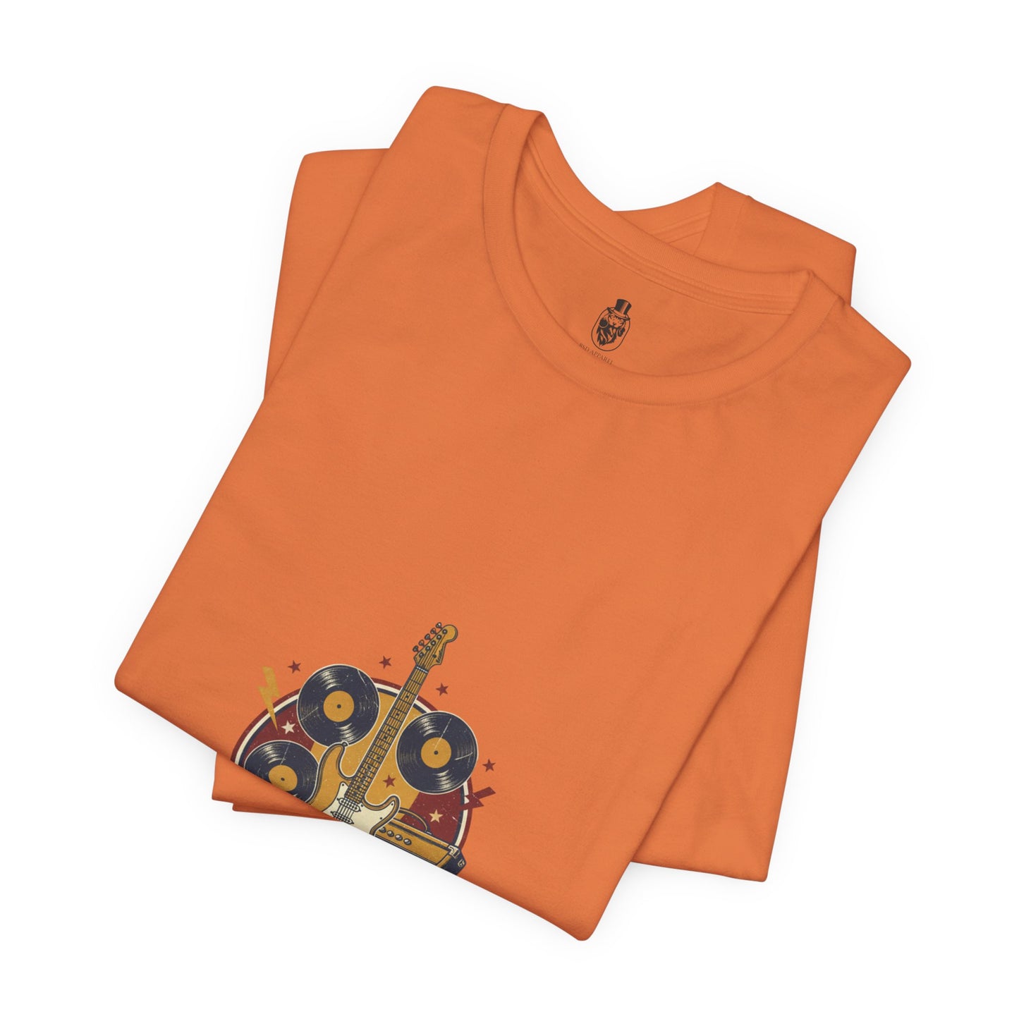 Rock It Out Guitar Crest T-Shirt | Retro Band Tee, Vintage Concert Style