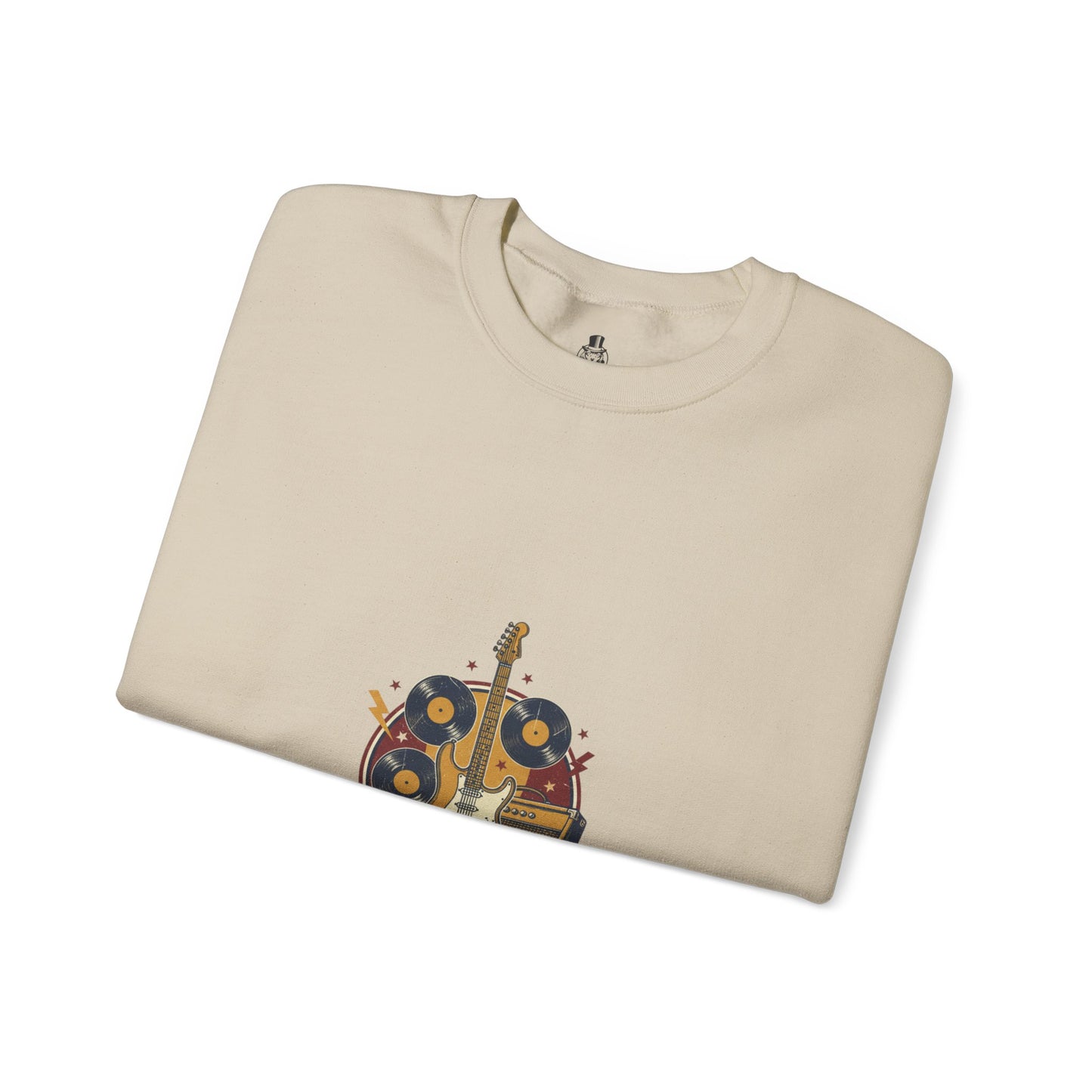 Rock It Out Guitar Crest Sweatshirt | Retro Band Tee, Vintage Style