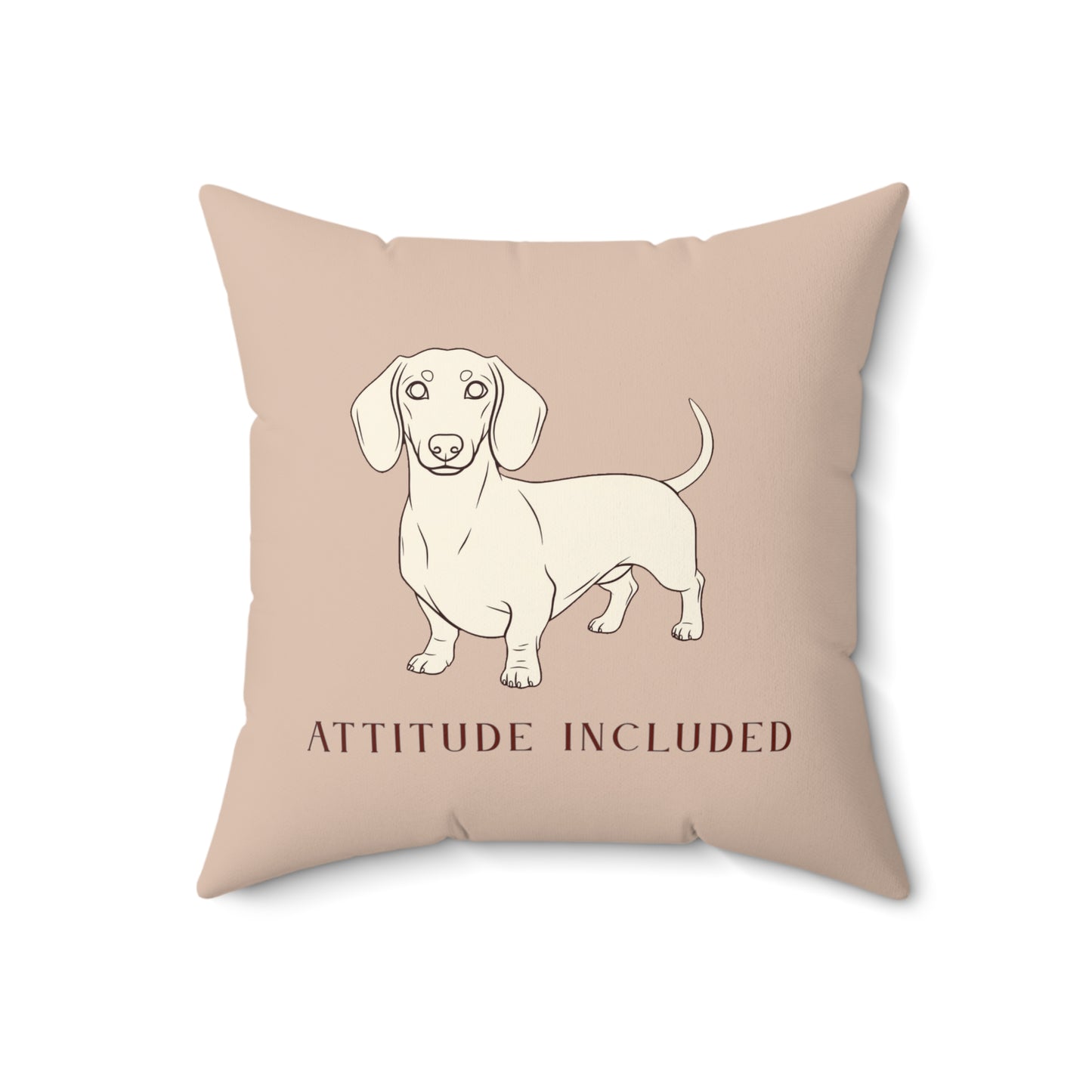 Dachshund Illustration Attitude Included Pillow | Square Throw Pillow - Peach
