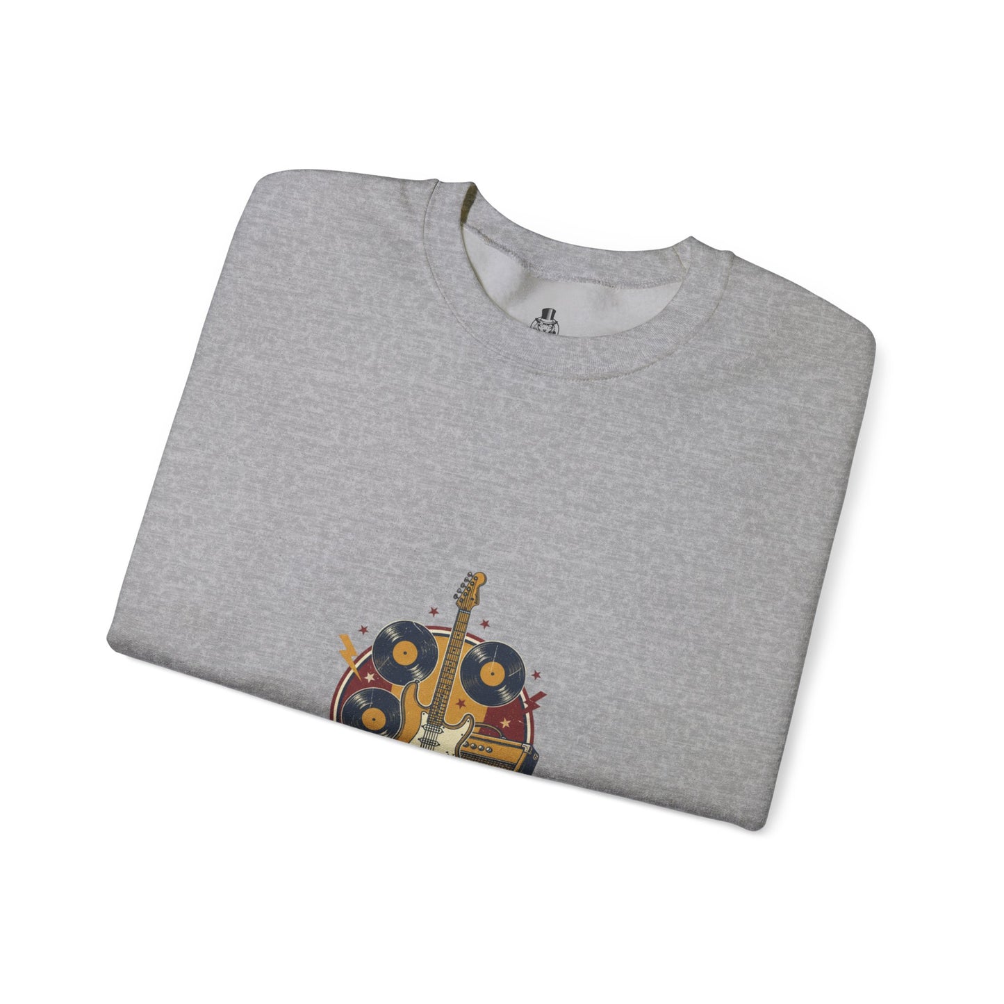 Rock It Out Guitar Crest Sweatshirt | Retro Band Tee, Vintage Style