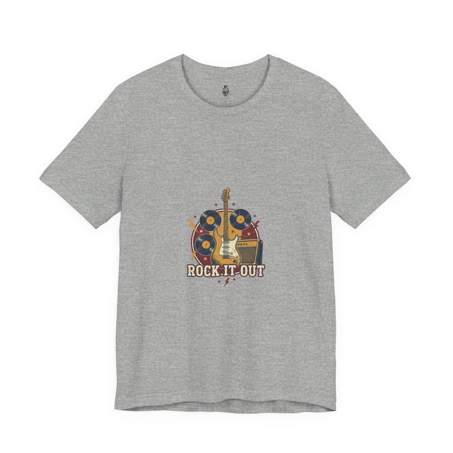 Rock It Out Guitar Crest T-Shirt | Retro Band Tee, Vintage Concert Style