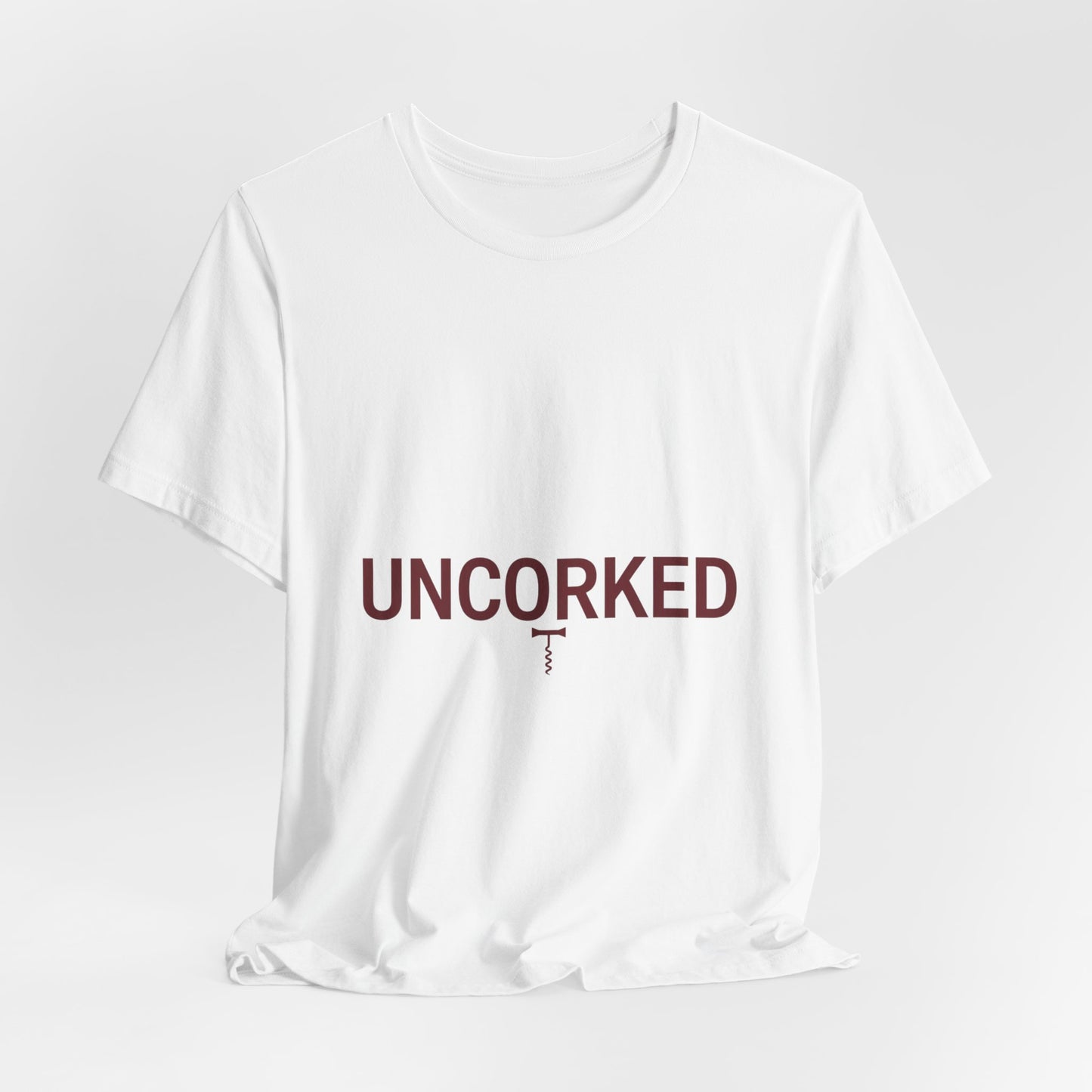 UNCORKED Outline Text Shirt | Hollow Font Design, Minimalist Typography Tee