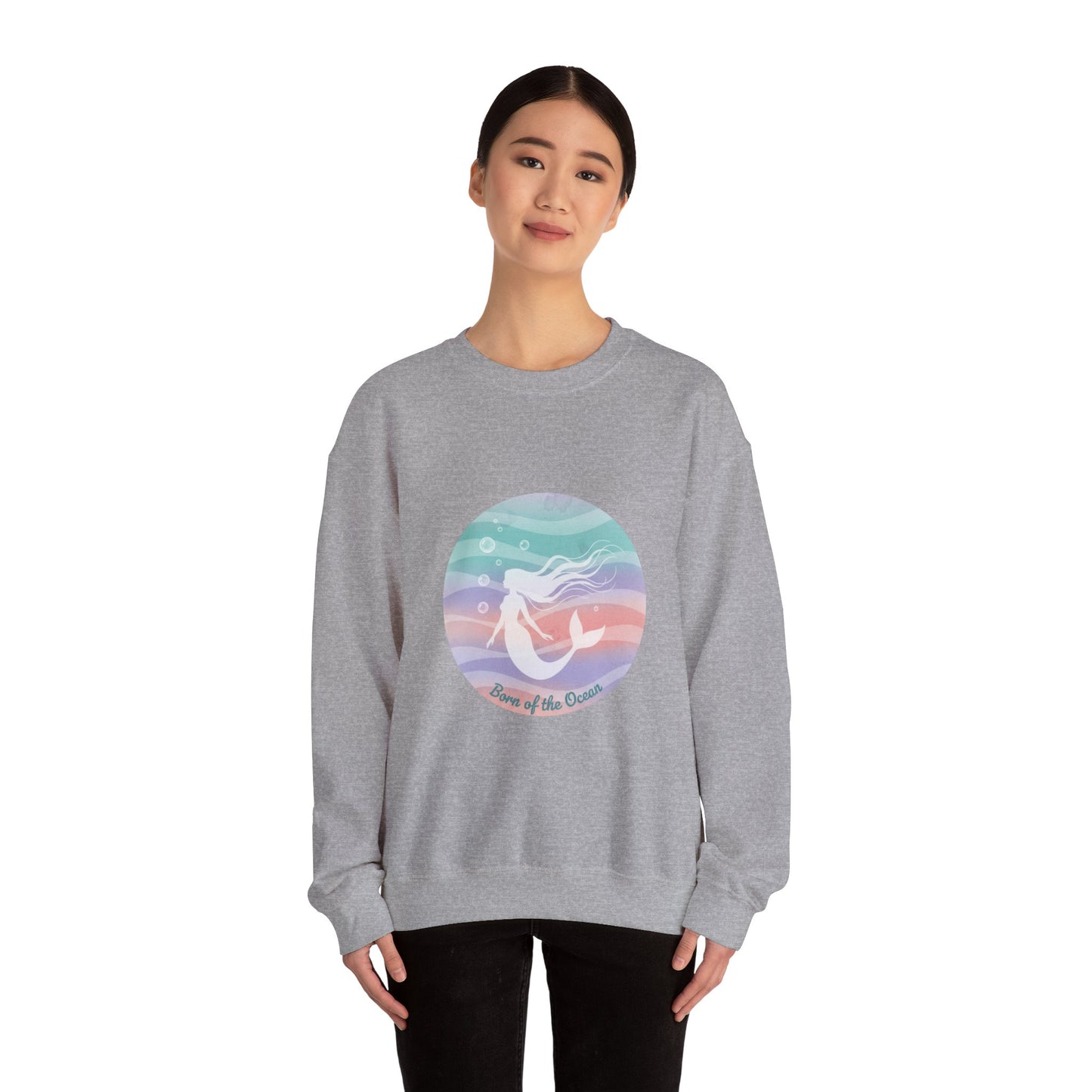 Pastel Ocean Gradient Mermaid Circle Sweatshirt | iridescent wash, dreamy ombre sea