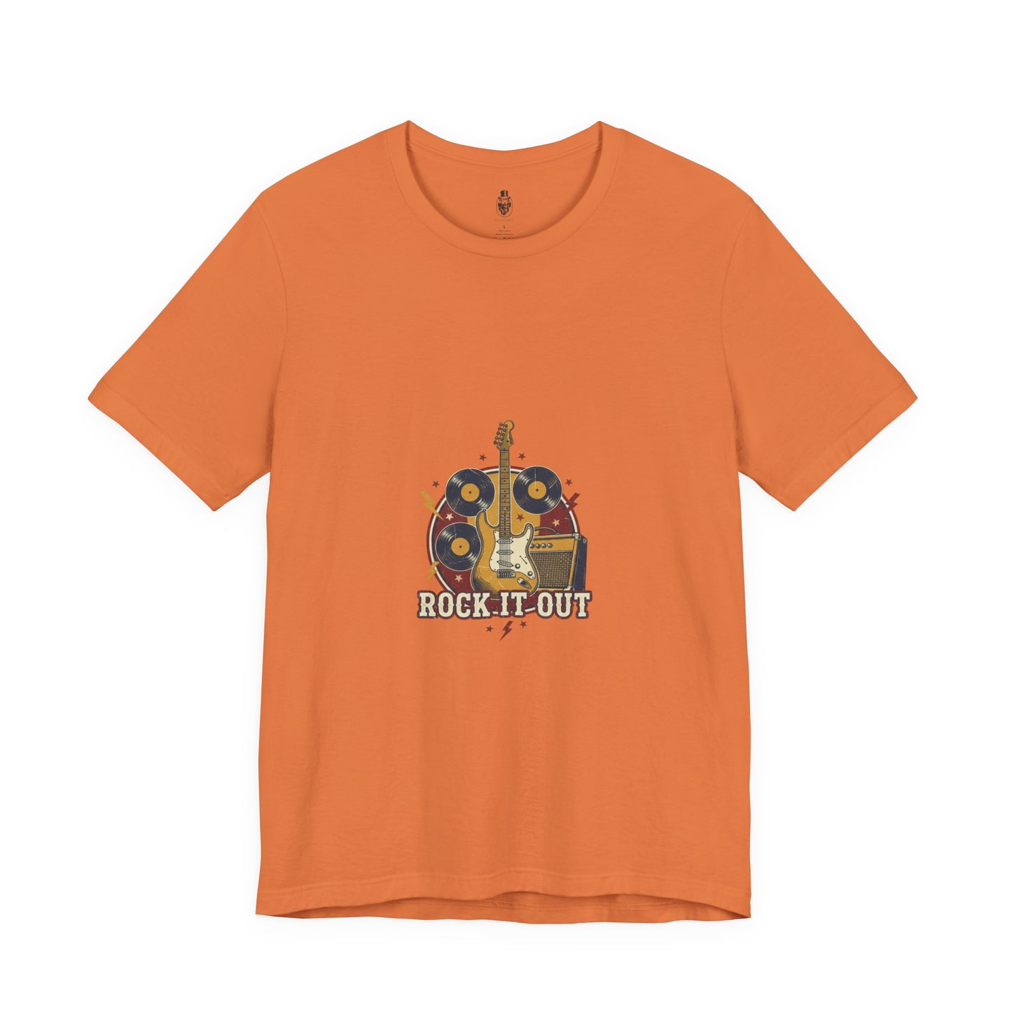 Rock It Out Guitar Crest T-Shirt | Retro Band Tee, Vintage Concert Style