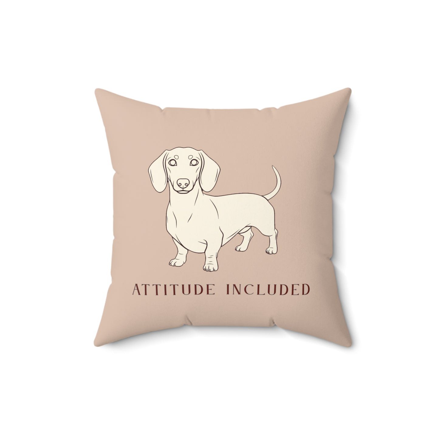 Dachshund Illustration Attitude Included Pillow | Square Throw Pillow - Peach