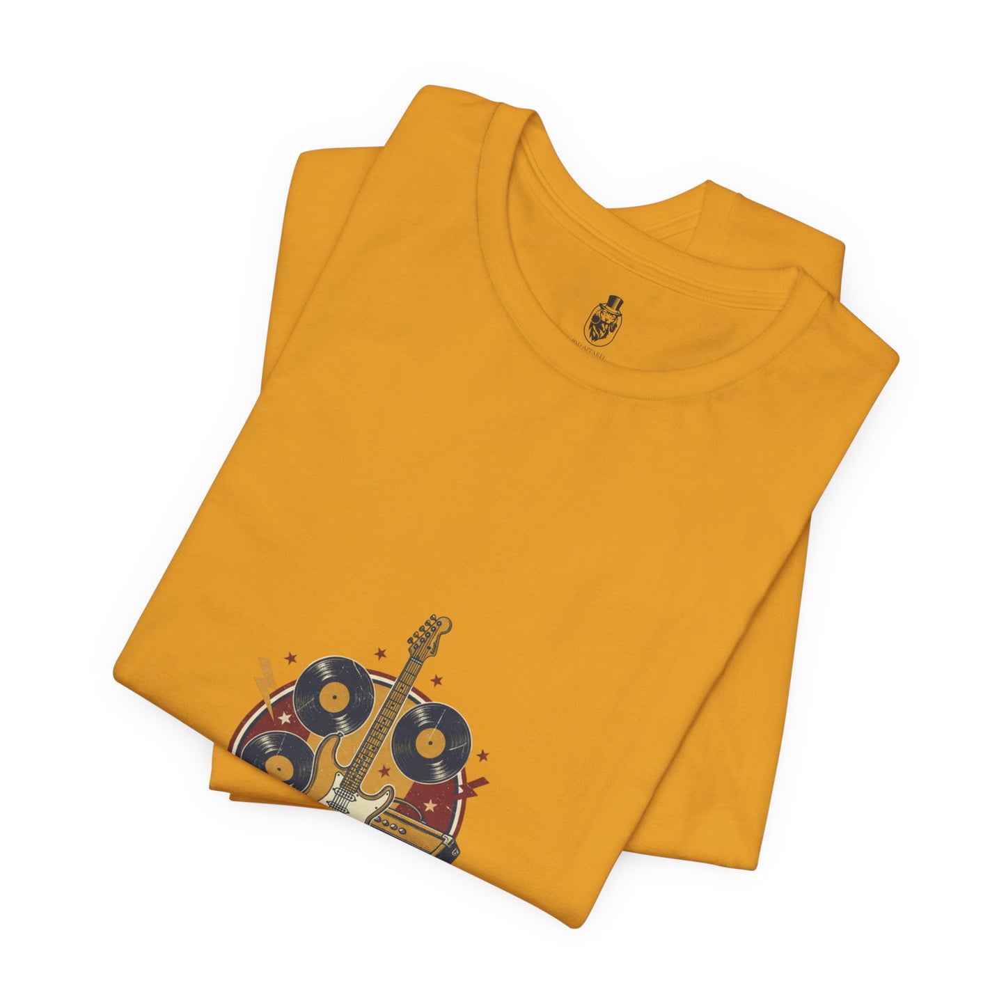 Rock It Out Guitar Crest T-Shirt | Retro Band Tee, Vintage Concert Style
