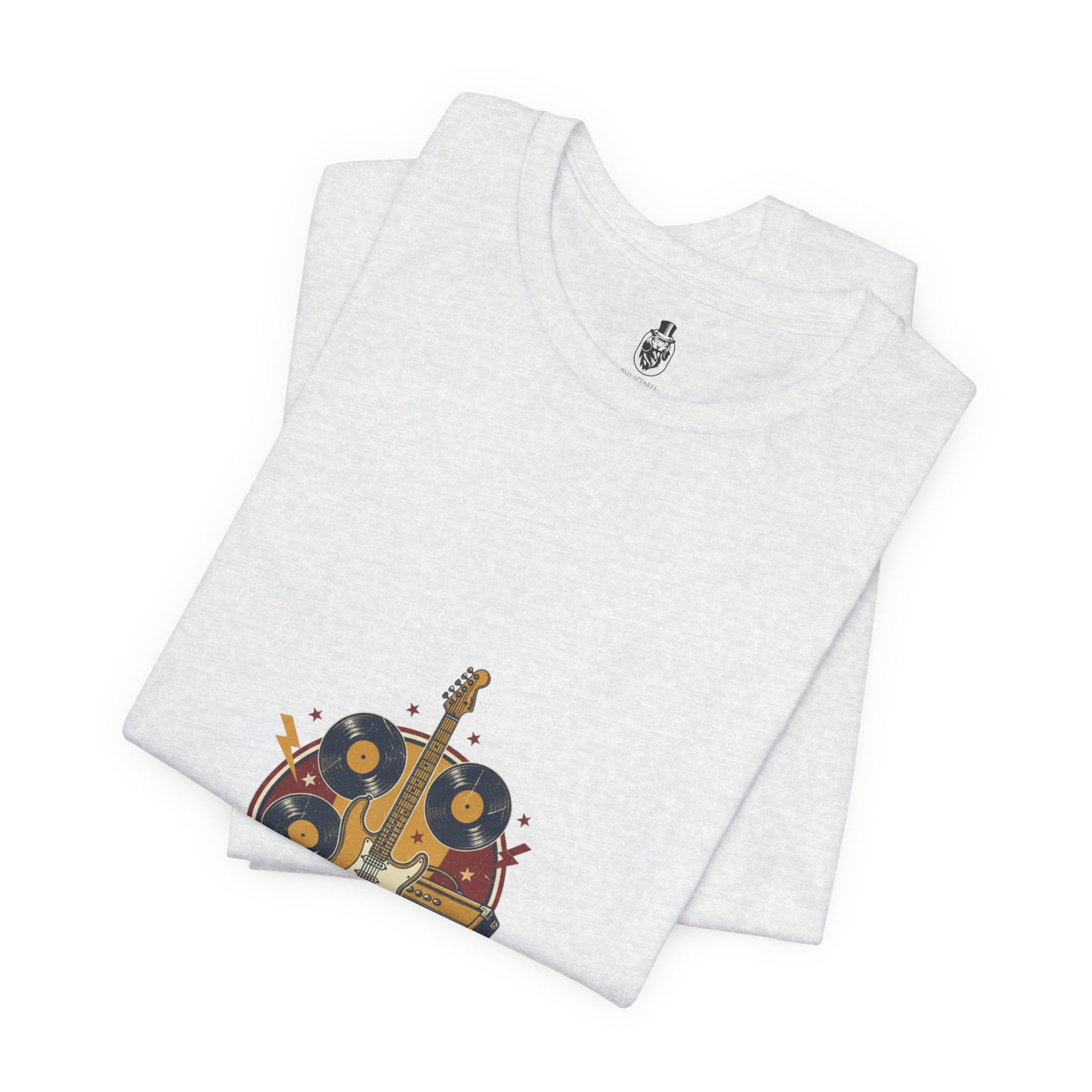 Rock It Out Guitar Crest T-Shirt | Retro Band Tee, Vintage Concert Style