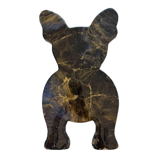 French Bulldog Resin Wall Hook – Luxe Black, Navy & Gold Handmade Décor
