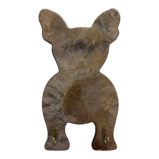 French Bulldog Resin Wall Hook – Neutral Taupe & Gold Handmade Décor