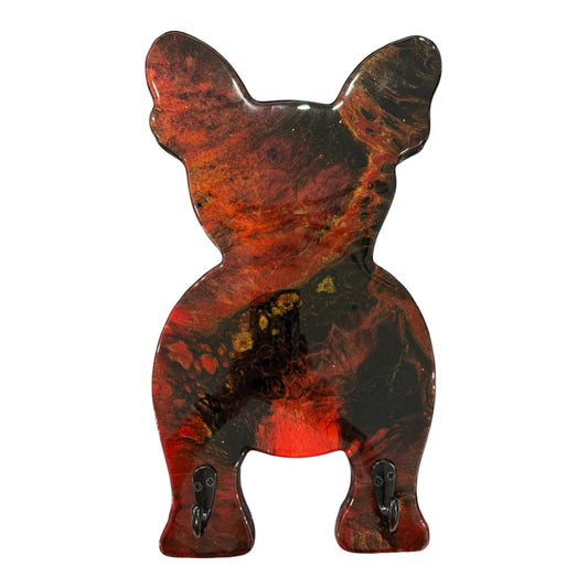 Fiery Frenchie Resin Leash Holder – Functional Art for Dog Lovers